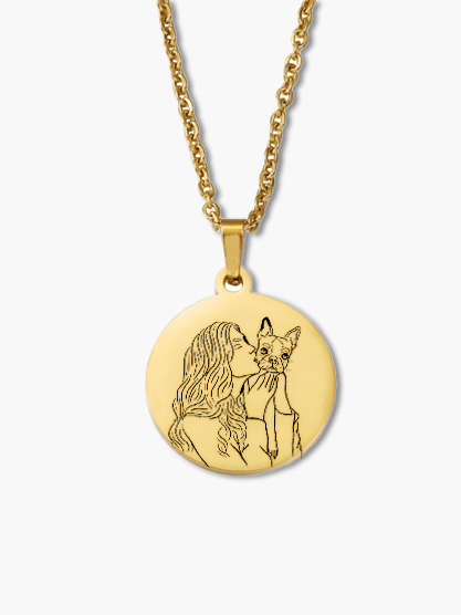 Round Illustration Pendant Necklace - Unisex Personalized Necklace