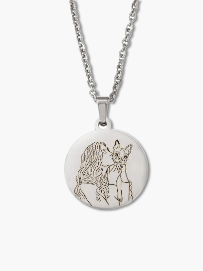 Round Illustration Pendant Necklace - Unisex Personalized Necklace