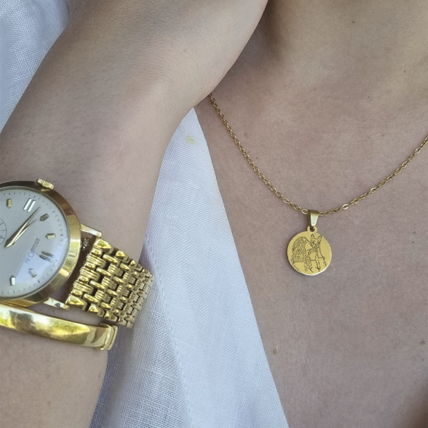 Round Illustration Pendant Necklace - Unisex Personalized Necklace