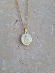 Round Illustration Pendant Necklace - Unisex Personalized Necklace