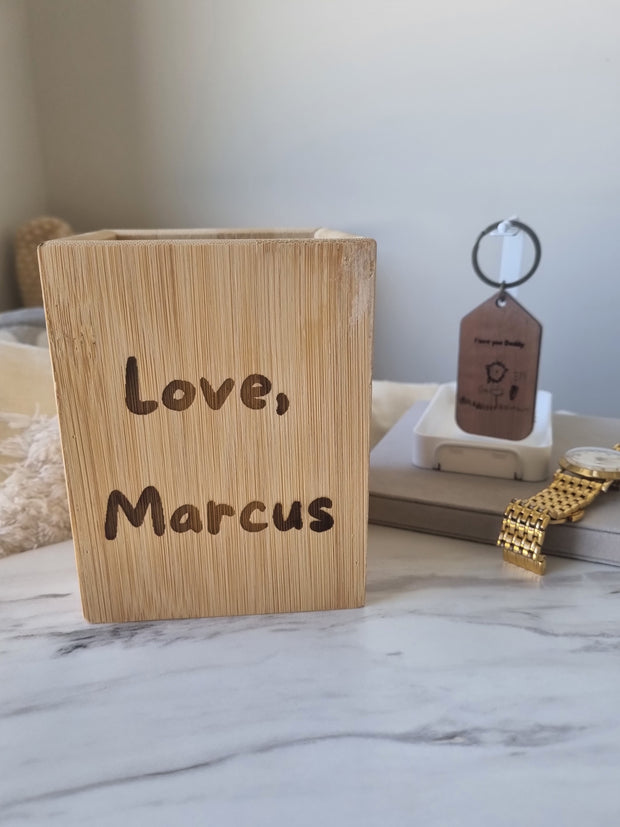 Inkspired Bamboo Pen Holder - Personalized Table Wooden Decoration