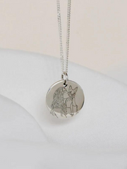 Round Illustration Pendant Necklace - Unisex Personalized Necklace